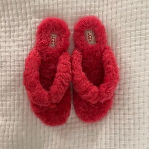 Ugg Hot Pink Fluff Flip Flops